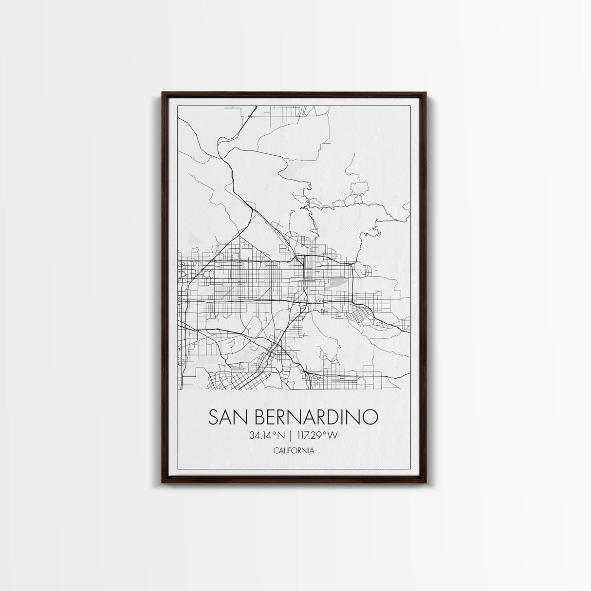 San Bernardino Street Map, California Map, City Map Print, Minimalist Art, Wall Art, Canvas Print, Unique Wall Décor, Friends Gift,