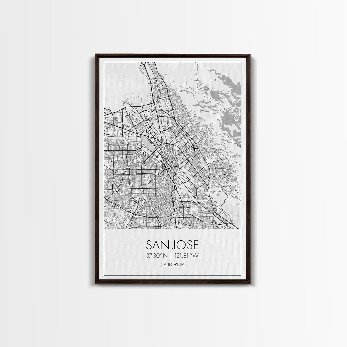 San Jose Street Map, California Map, City Map Print, Minimalist Art, Wall Art, Canvas Print, Girl Graduation Gift, Game Room Wall Art
