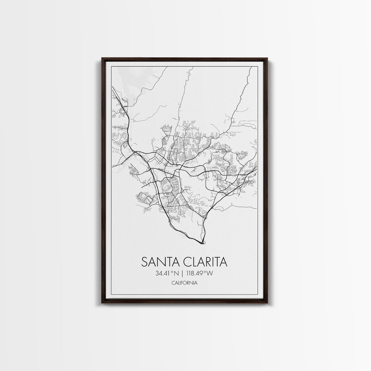 Santa Clarita Street Map, California Map, City Map Print, Minimalist Art, Wall Art, Canvas Print, Bedroom Wall Décor, Unique Travel Gifts