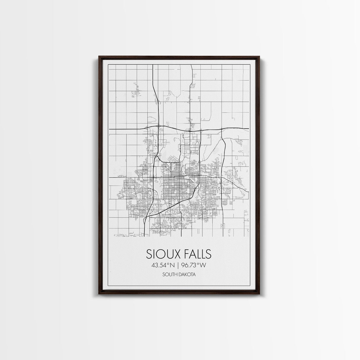 Sioux Falls Street Map, South Dakota Map, City Map Print, Minimalist Art, Wall Art, Canvas Print, Dorm Room Décor, Gifts For Her