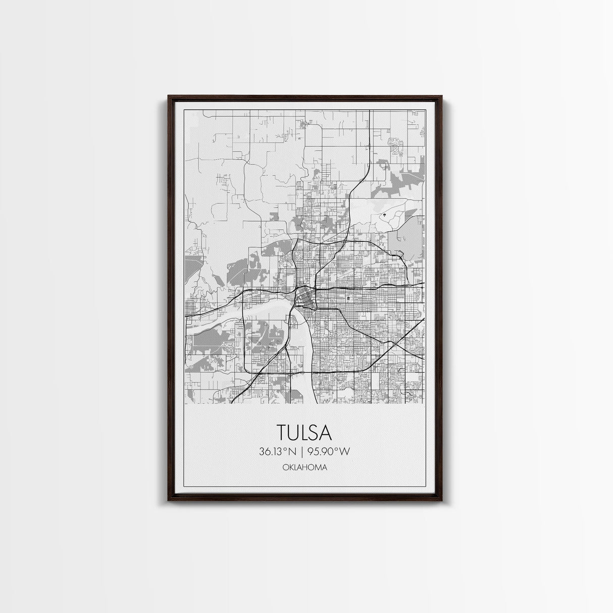 Tulsa Street Map, Oklahoma Map, City Map Print, Modern Wall Art, Wall Art, Canvas Print, Dorm Room Décor, Gift For Husband, Travel Art Print