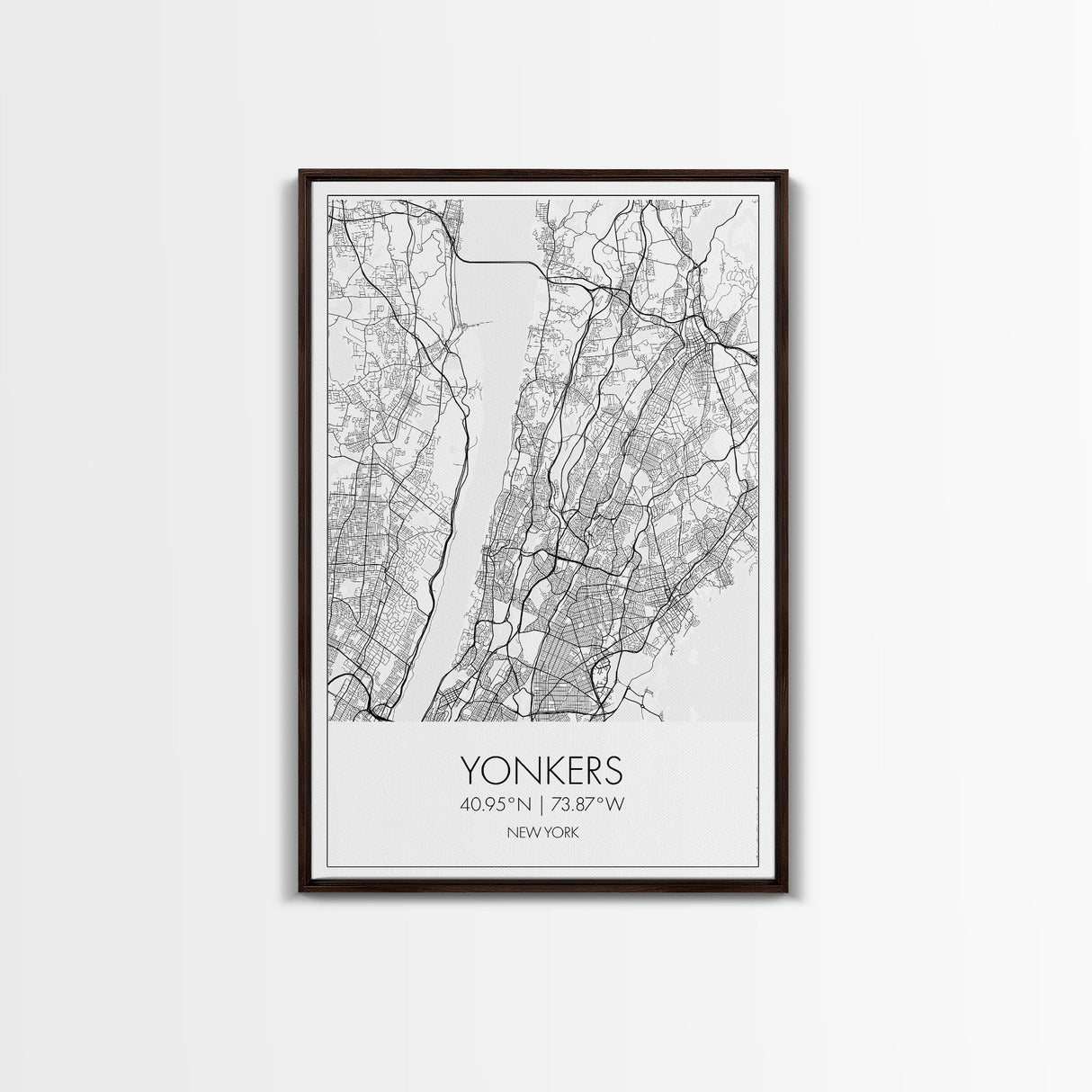 Yonkers Street Map, New York Map, City Map Print, Minimalist Art, Wall Art, Canvas Print, Travel Wall Art, Map Gift, Dorm Room Decor
