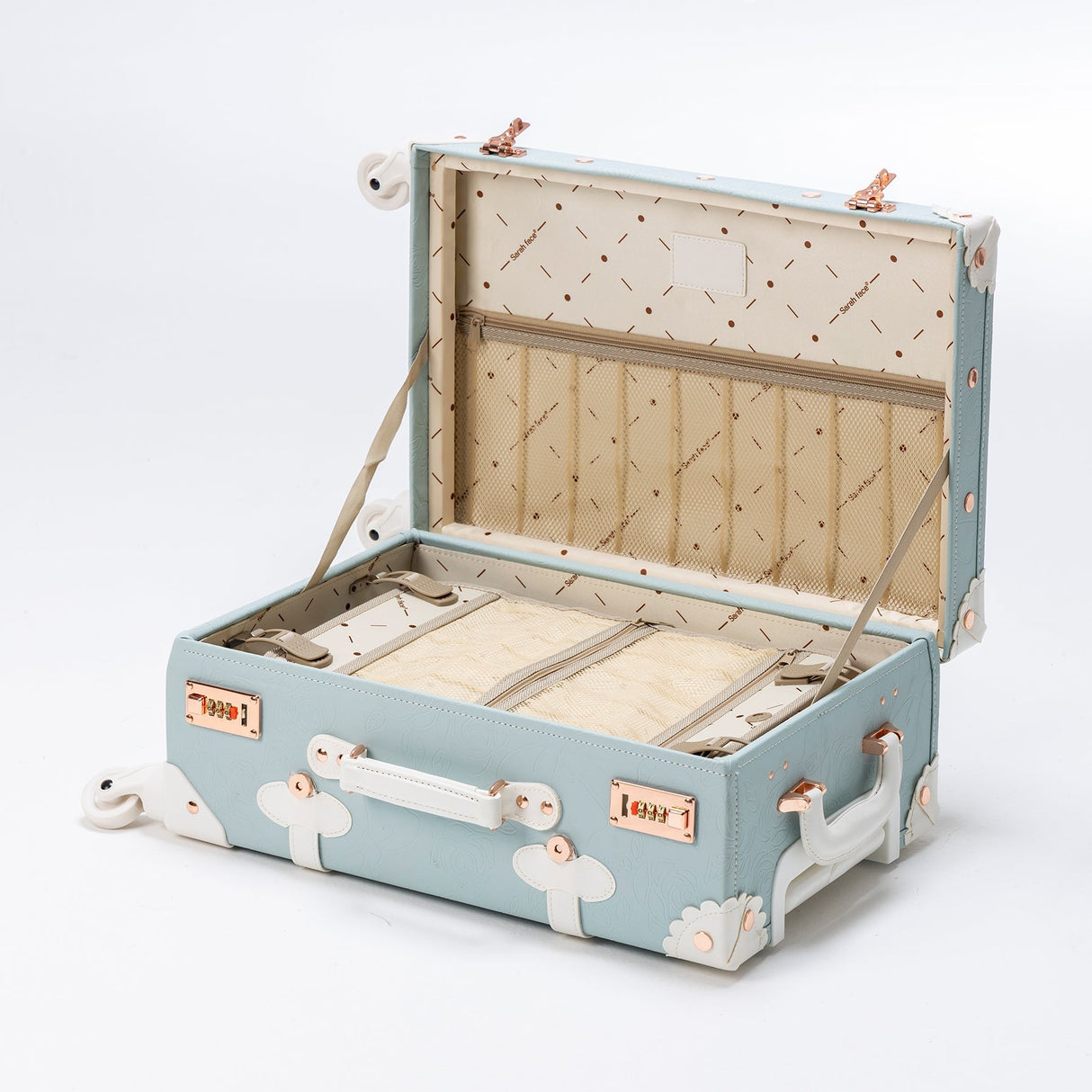 SarahFace 3 Pieces Luggage Sets - Embossed Blue's