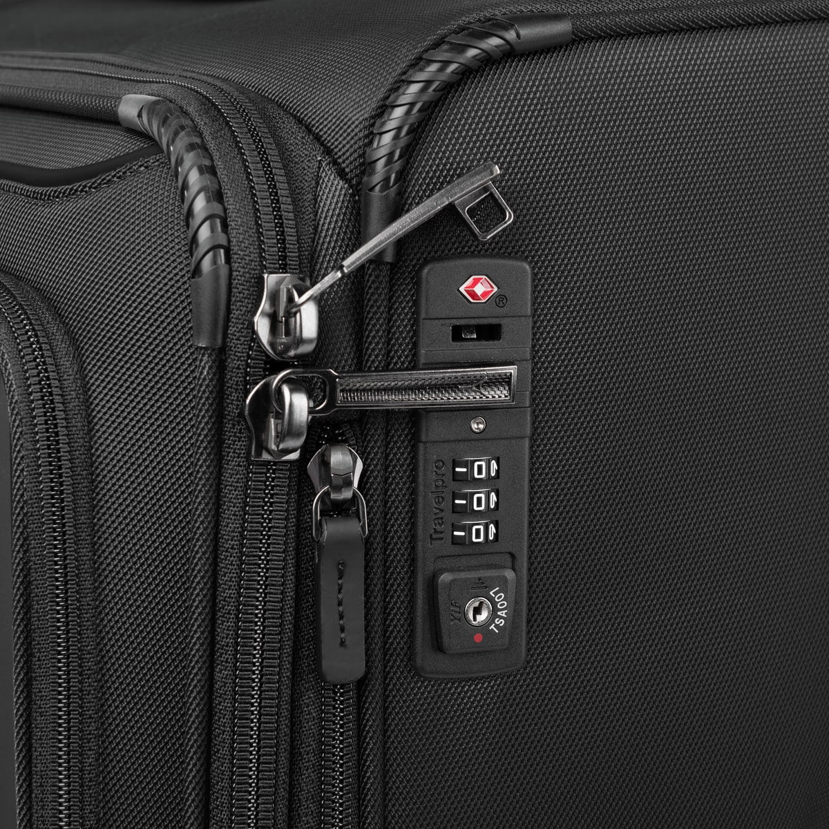 TSA-approved combination lock on the Travelpro Crew Classic large check-in spinner