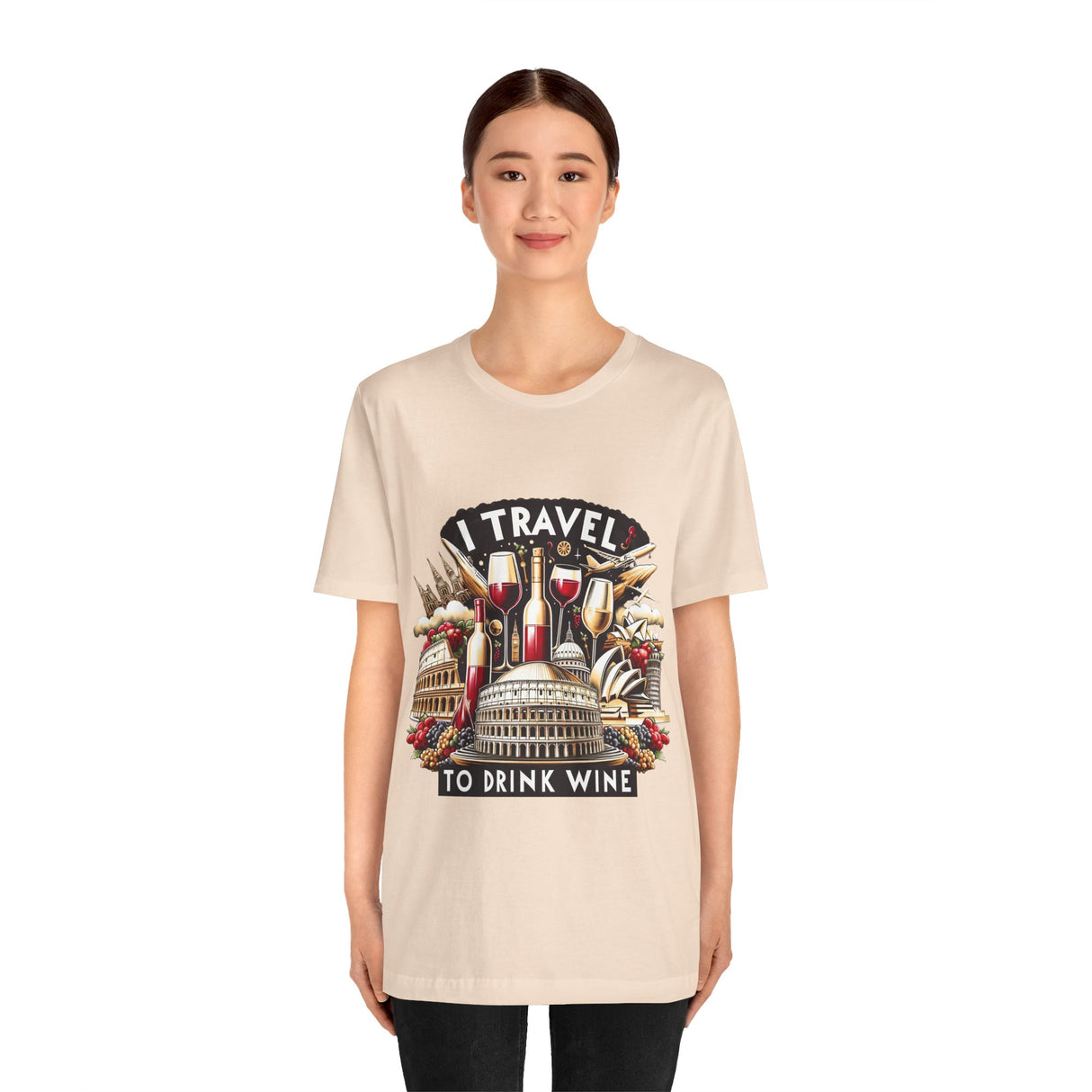 "I Travel to Drink Wine" full color T-shirt