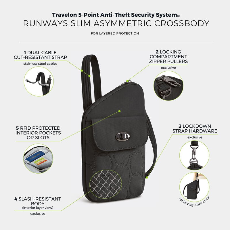 Runways Anti-Theft Slim Asymmetric Crossbody (43712) by Travelon
