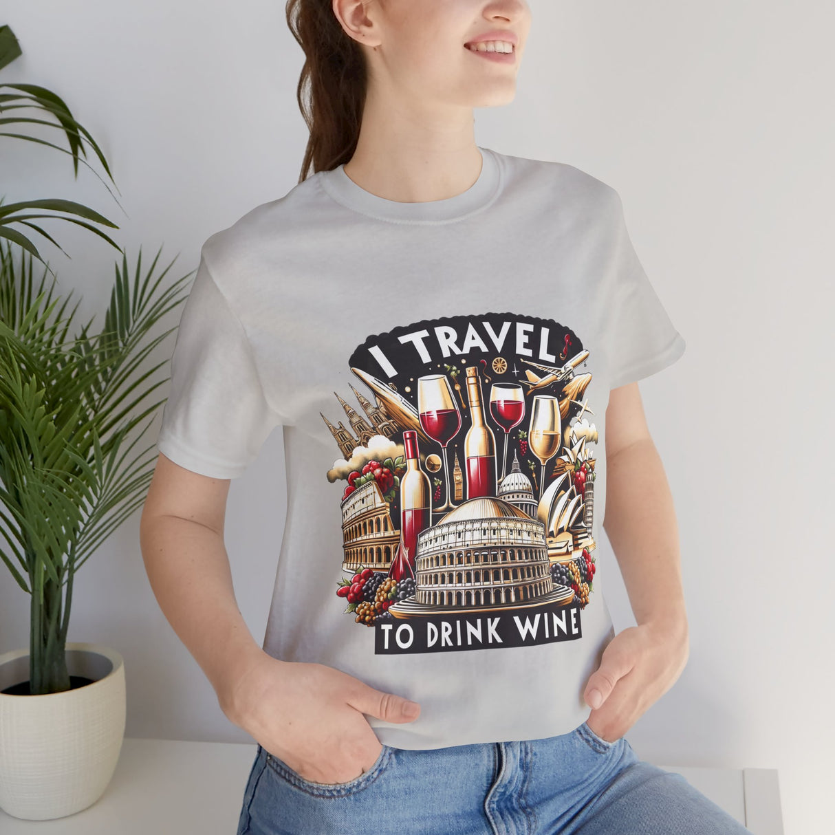 "I Travel to Drink Wine" full color T-shirt