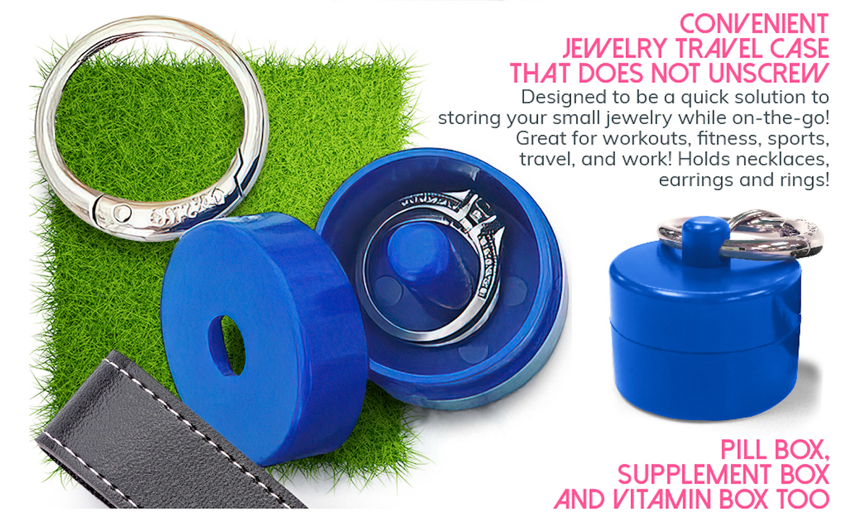 Lion Latch - Solid Colors: Traveling Jewelry Holder Storage, Pill Box Keychain Container. As Seen on Shark Tank.