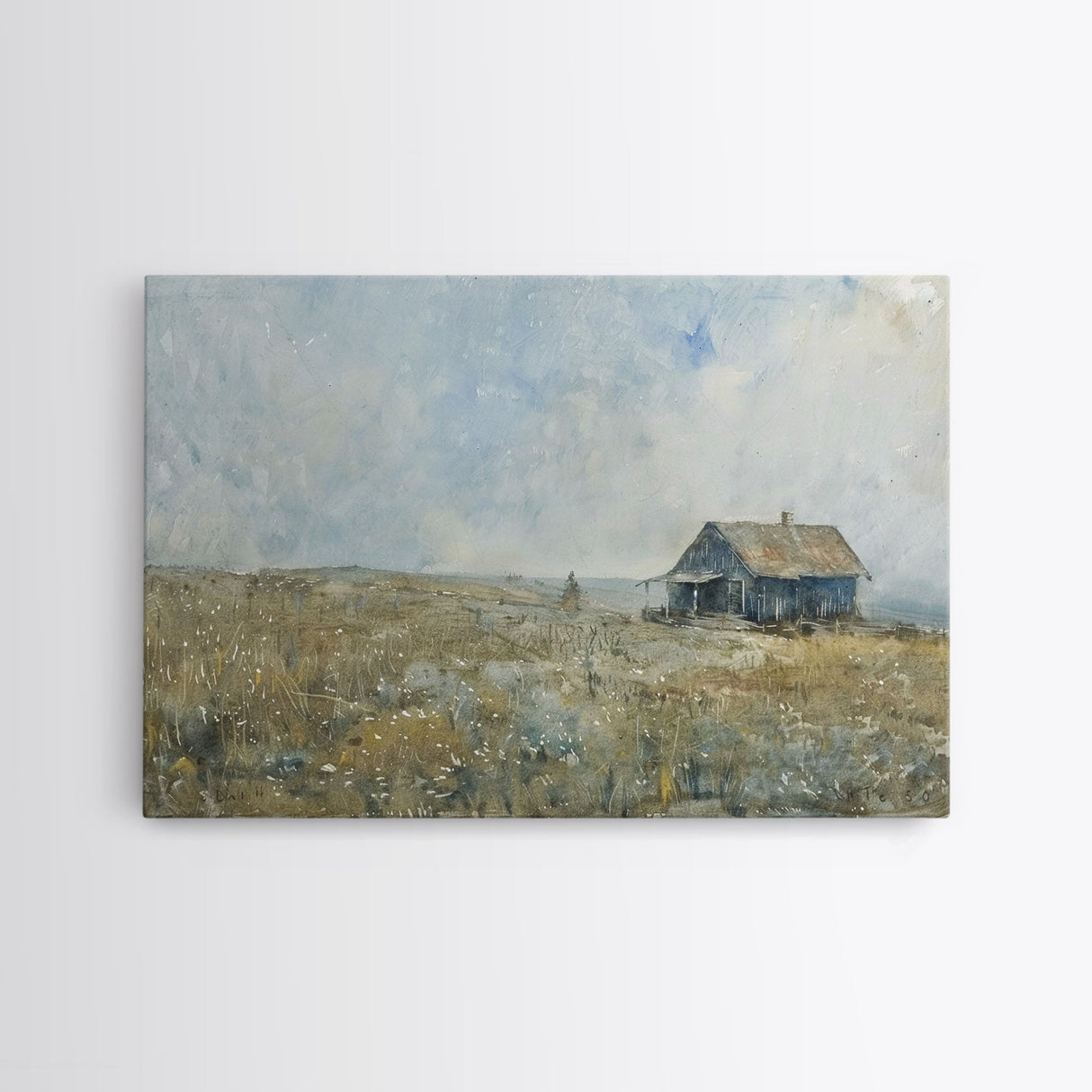 Kitsch Kitchen Farmhouse Decor Framed Canvas Print, Farmhouse Decor, Original Art Of an Old Farmhouse, Western Decor