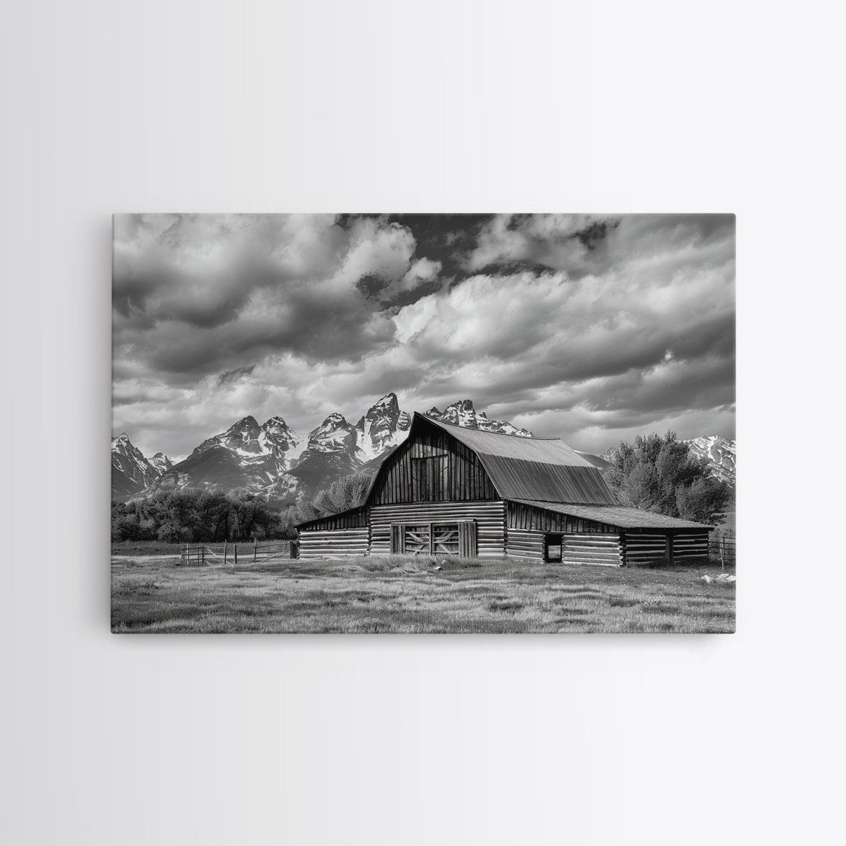 Old Barn Wall Art, Framed Canvas Print or Metal Art, Rustic Homestead Framed Canvas Art, Vintage Old Barn Black and White Wall Art