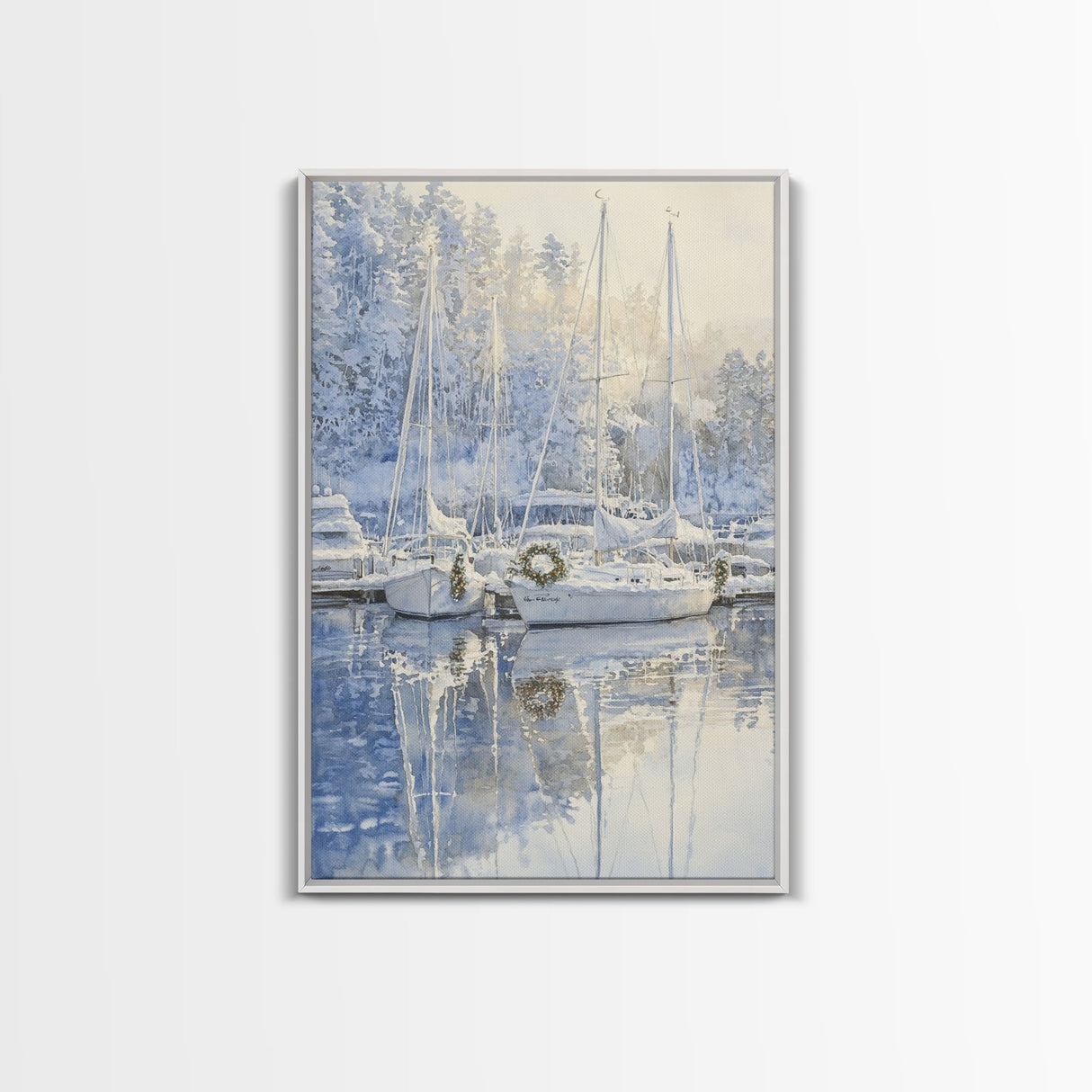 Nautical Christmas Decor, Sailboats On A Frozen Lake, 2024 Christmas Decor, Boho Christmas Decor, Christmas Mantle Decor