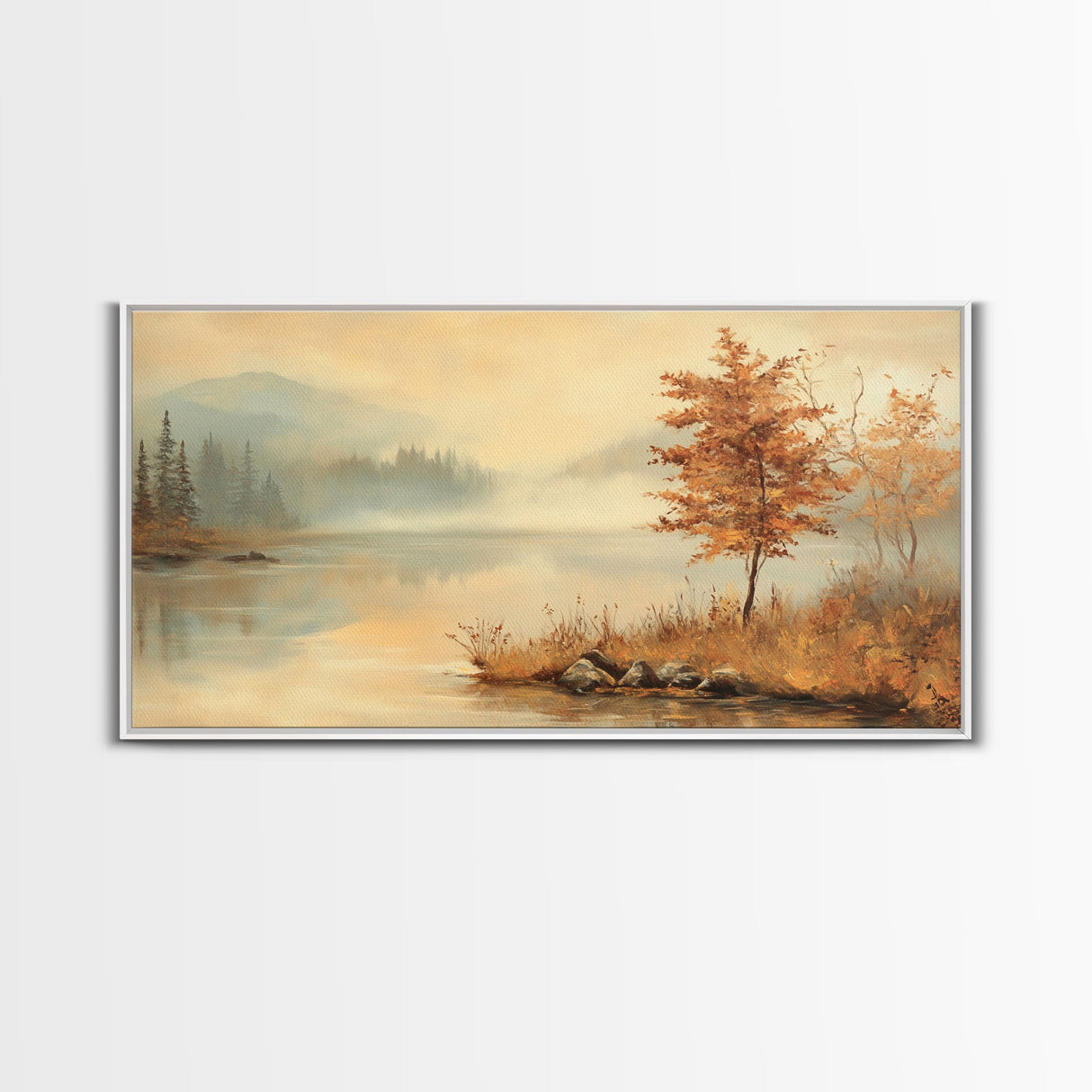 Fall In The Countryside, Moody Wall Decor, Framed Canvas Print, Seasonal Autumn Decor