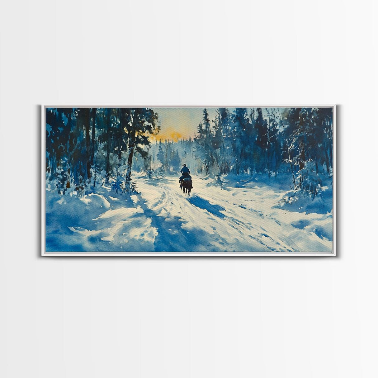 Cowboy And Cattle In Autumn Framed Canvas Print Tall Art Fall Country Landscape Western Home Decor Rustic Farmhouse Wall Art Autumn Gift