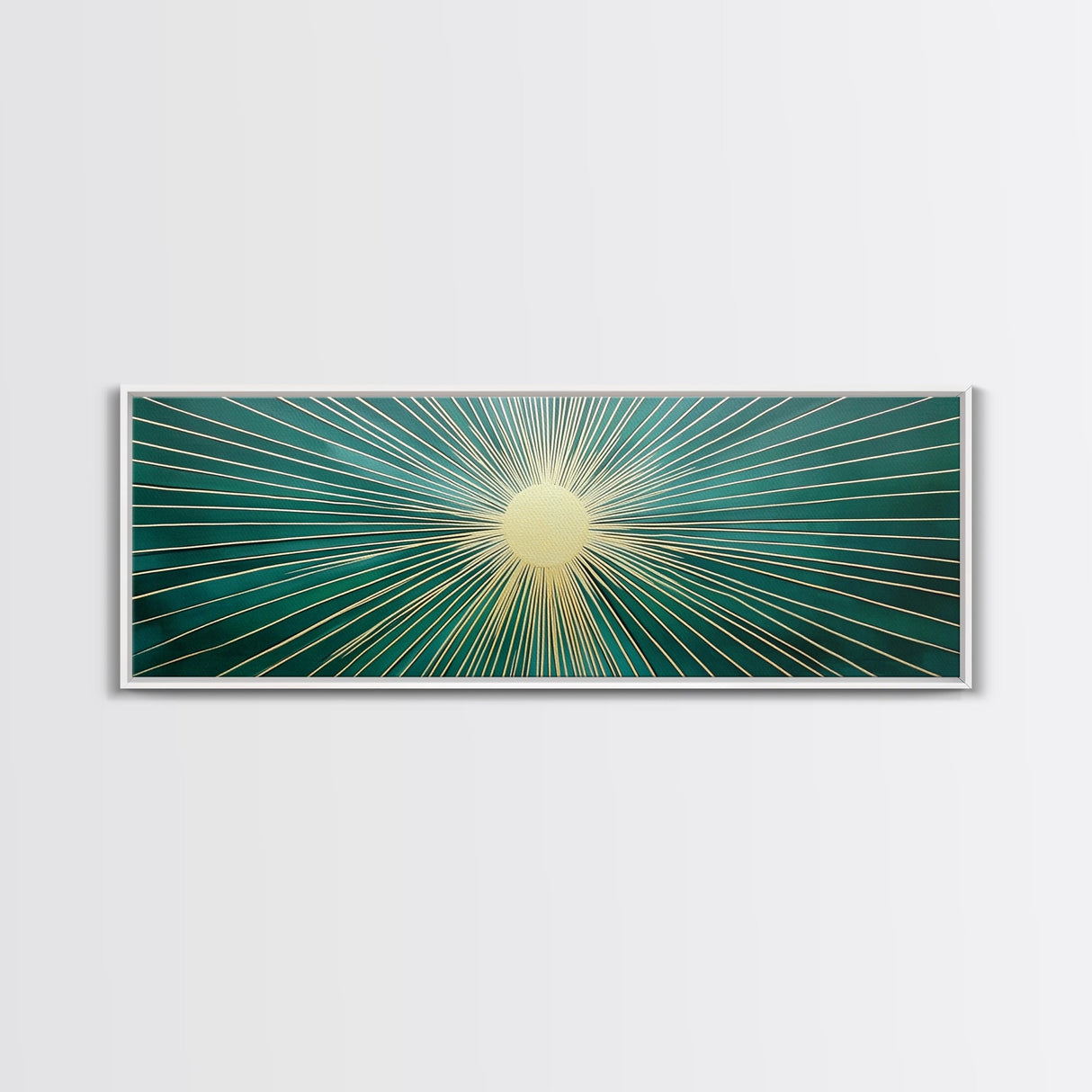 Boho Sunburst Canvas Print, Retro Vibes, Eclectic Wall Art, Large and Wide Horizontal Panoramic Framed Canvas, Minimalist Above Bed Decor
