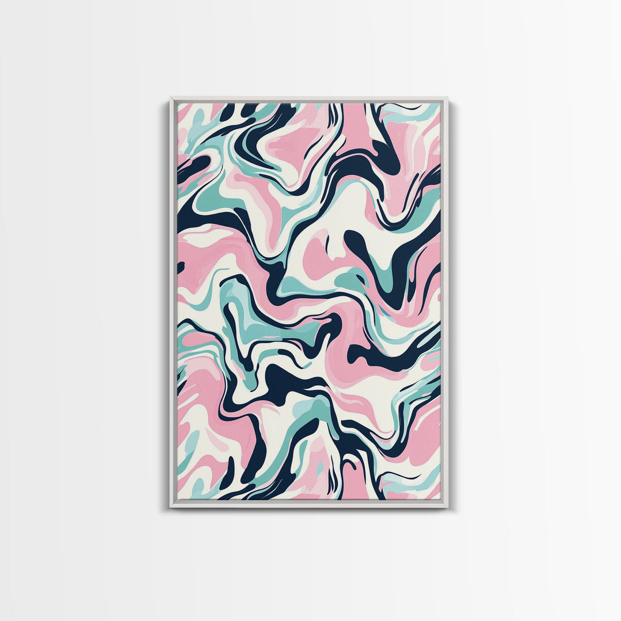Pink, Black and Turquoise Preppy Wall Art Canvas Print, Girl's Dorm Room Wall Art, Abstract Print, Gift For Mom, Gift For Her
