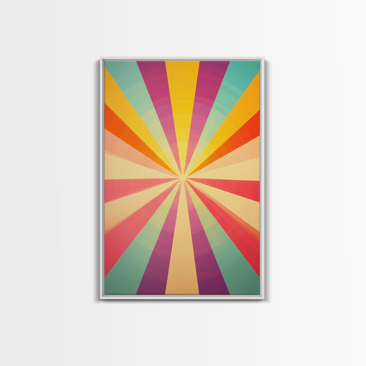 Sea Green, Rouge,Yellow Orange and Sea Green Abstract Art, Framed Canvas Print, Mid-Century Modern Wall Art, Boho Minimalist