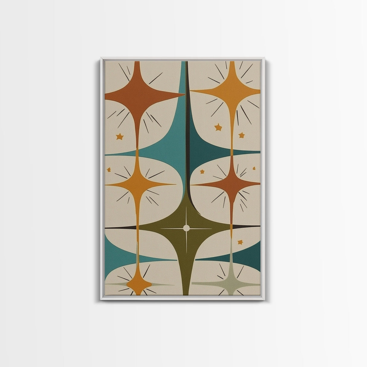 Art Deco Star Burst Canvas Print Wall Art, Retro 1950s Style, Starburst, Mid-Century Modern Wall Art, Minimalist Home Decor, Modern Art