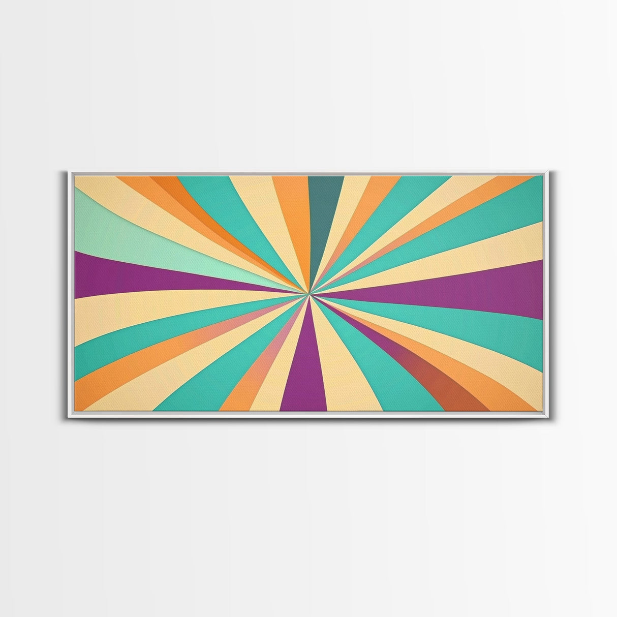 Eclectic Large Original Geometric Mid Century Modern Wall Art Wood Framed Canvas Print, Bright and Colorful Contemporary Art