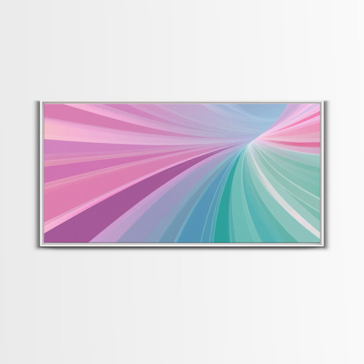 Pastel Highway Framed Canvas Print, Retro Wall Art, Mid-Century Modern Abstract Art