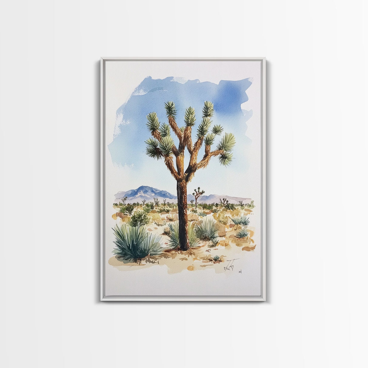 Watercolor Painting Print of Joshua Tree, Framed Canvas Print, Joshua Tree Art, Joshua Tree California Wall Art, Modern Farmhouse Art