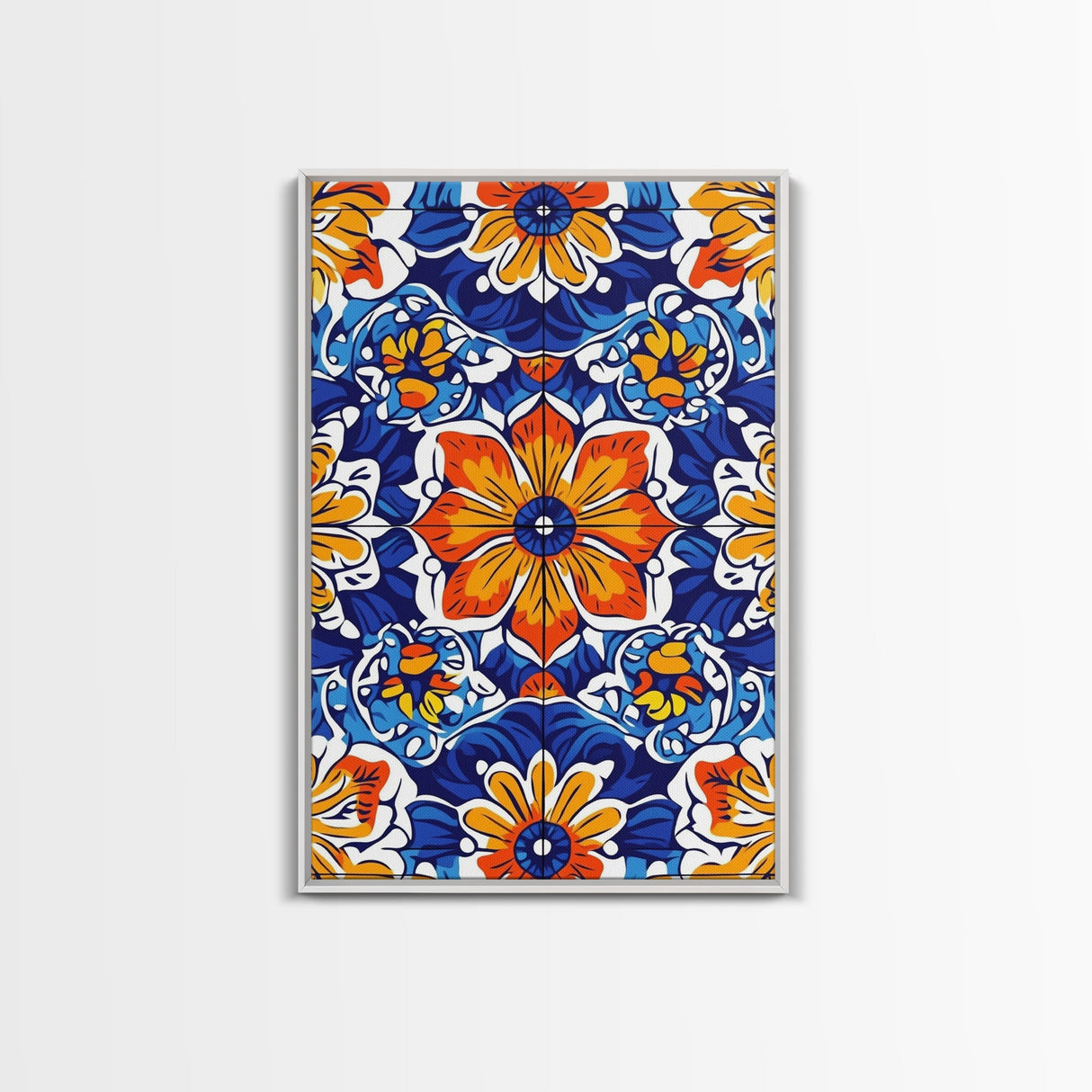 Textile Pattern Wall Art Framed Canvas Print, Home Decor, Mexican Tile Print, Mexicano Pueblo Wall Art