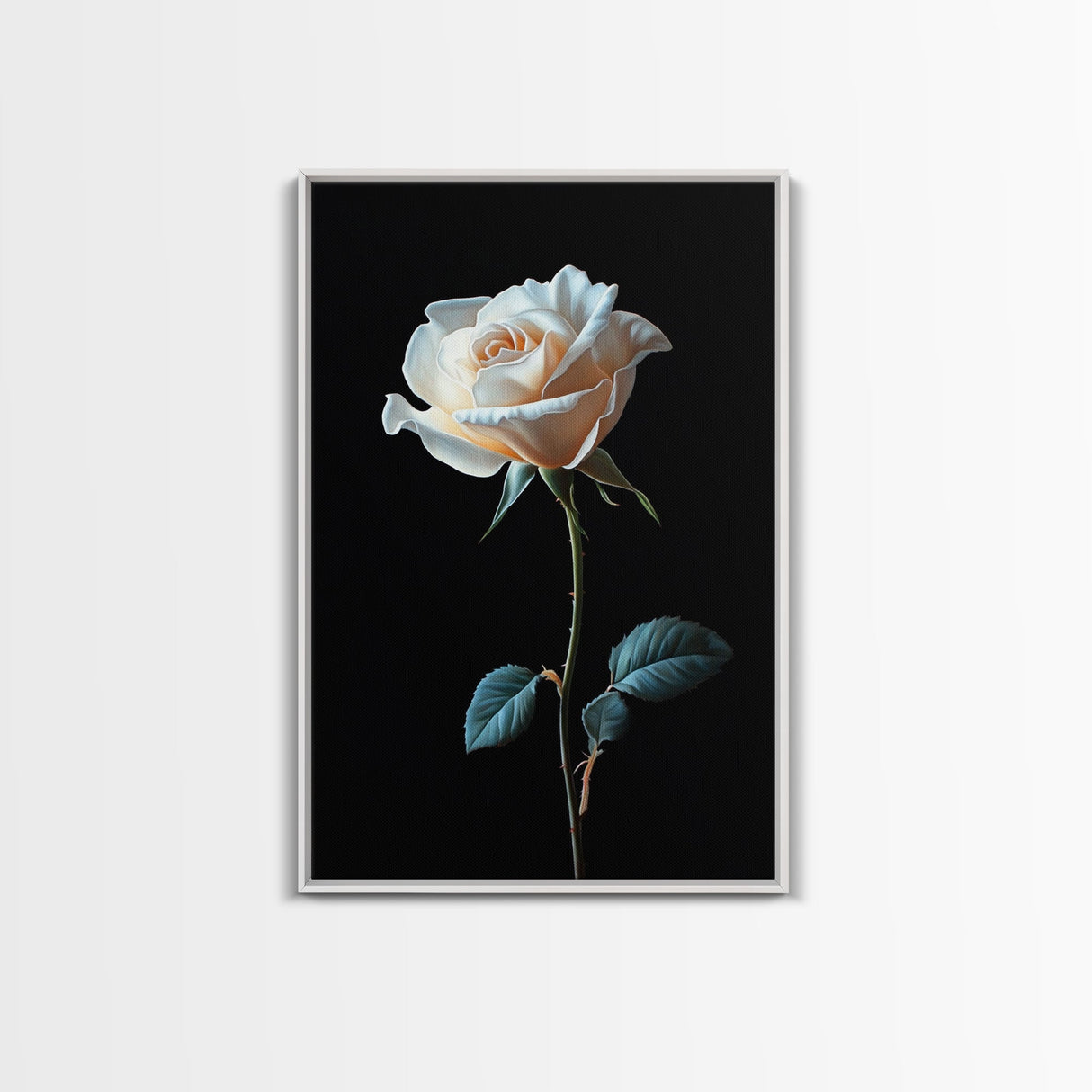 Still Life Photograph of a White Rose, Framed Canvas Print, Rose Painting, Rose Decor, Rose Wall Art, Mother's Day Gift Idea, Flower Wall Art