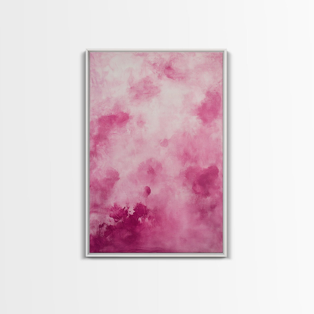 Wall Art Print Preppy Decor, Framed Canvas Print, Abstract Pink Clouds Painting, Girl's Dorm Room Wall Decor, Apartment Decor Gift Idea