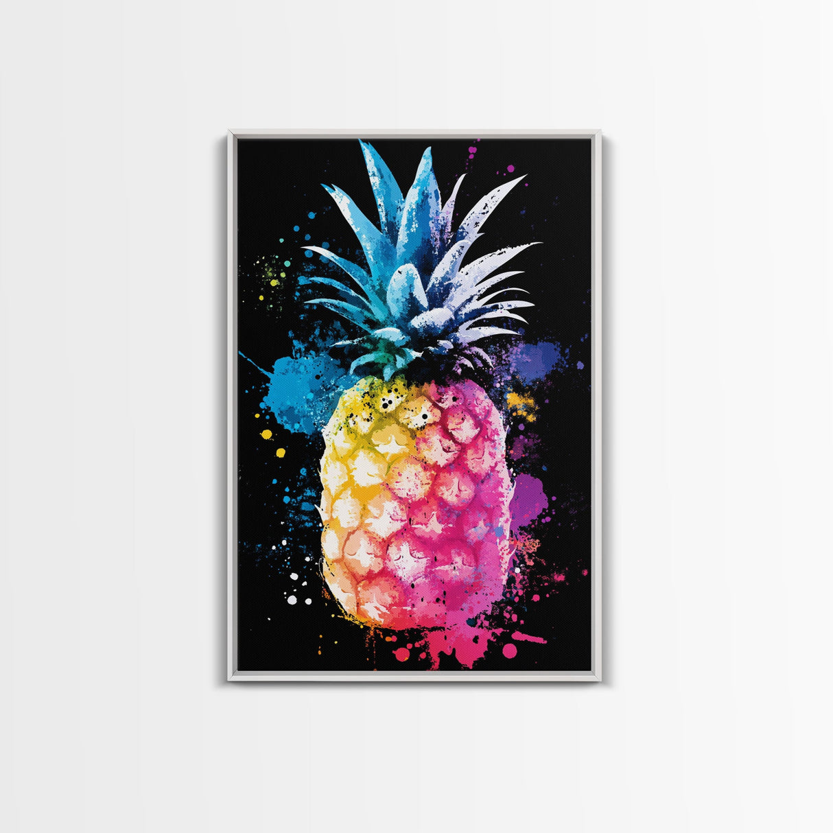 Retro Pineapple Painting Print, Framed Canvas Print, Kitchen or Dining Room Wall Art, Retro Home Decor, Pineapple Painting, Pineapple Art