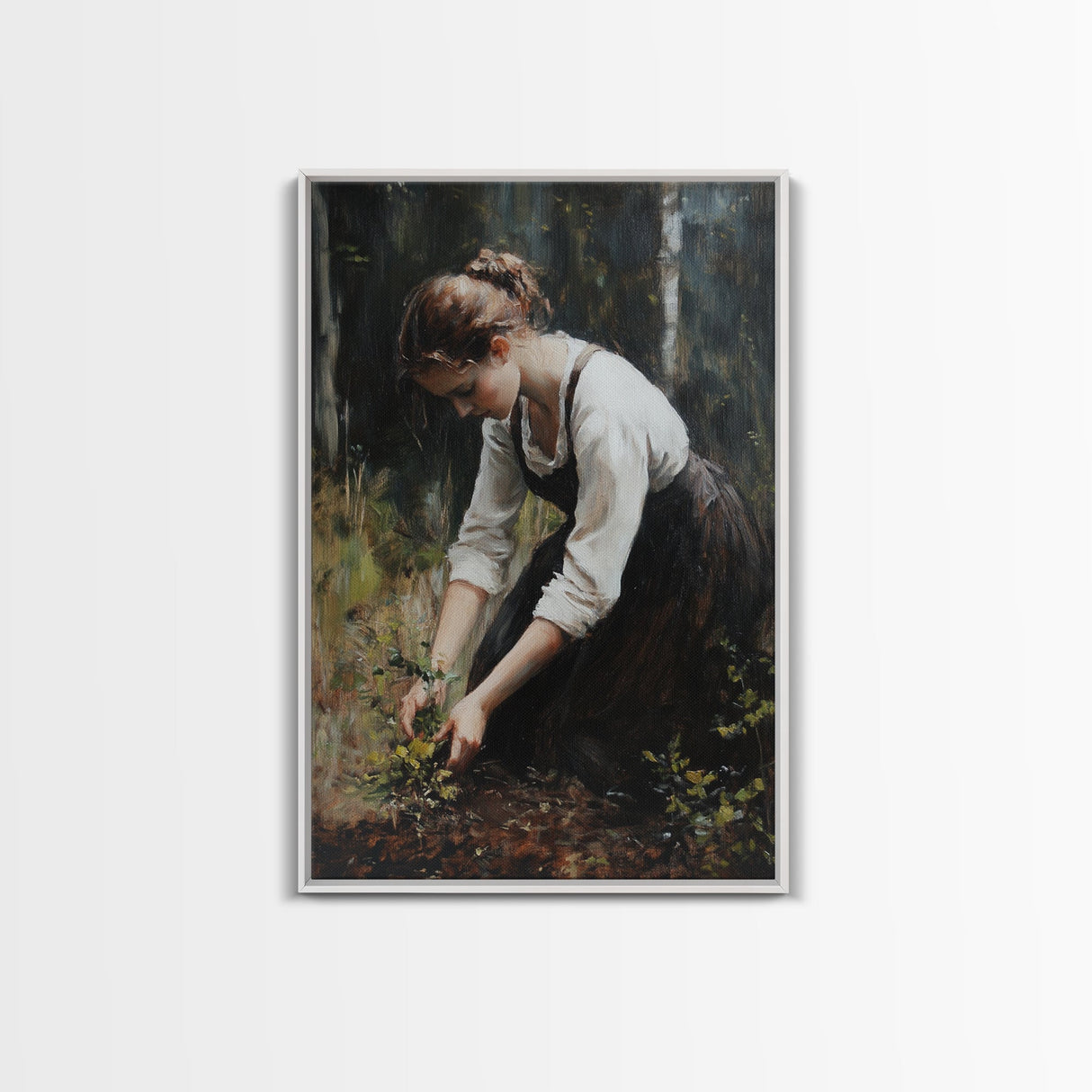 The Woman in The Garden Painting Print, Coquette Style Wall Art, Vintage Garden Print, Canvas Print, Canvas Wall Art, Abstract Whimsical Wall Art