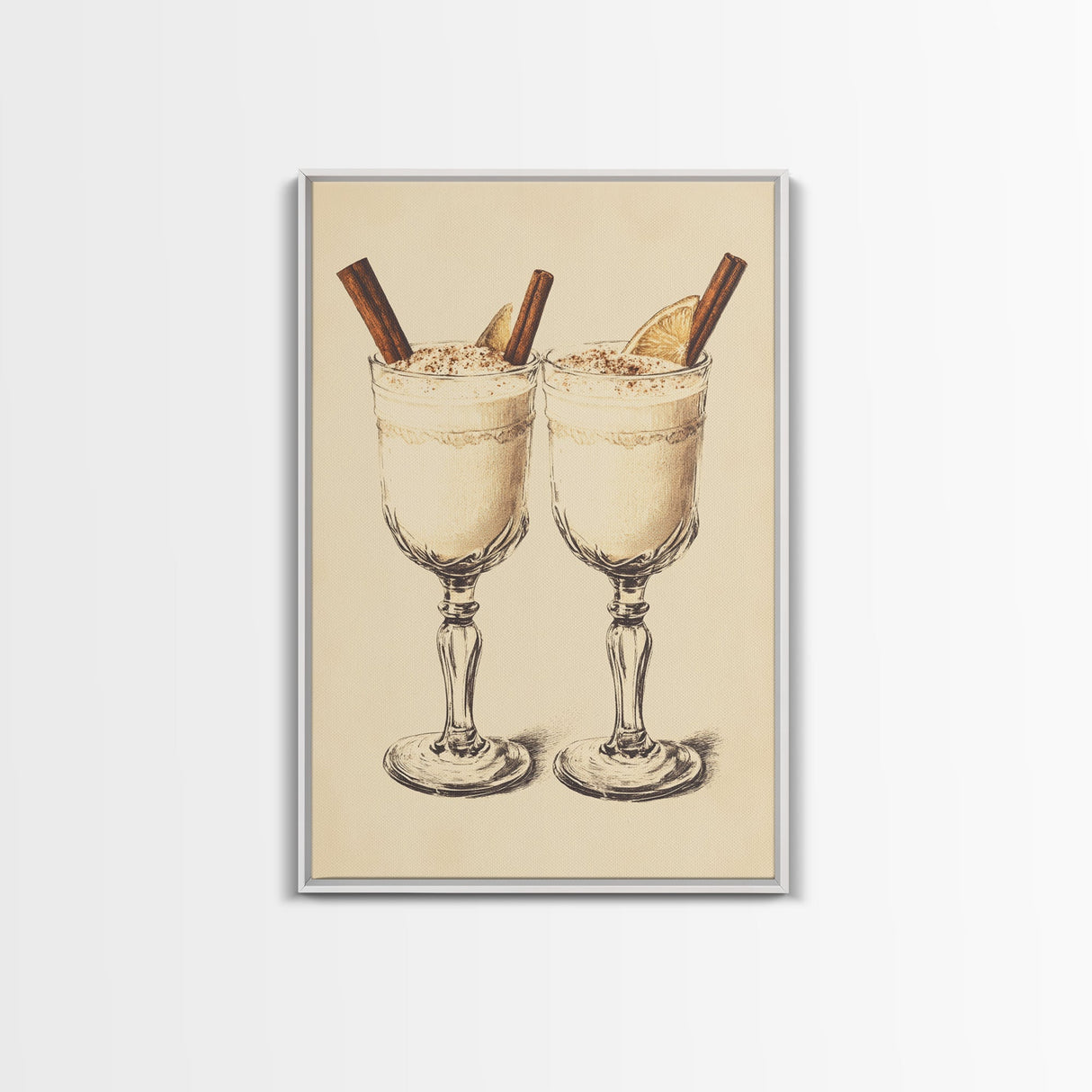 Retro Eggnogg Canvas Print - Framed Canvas - Minimalist Christmas Art - Boho Christmas Art - Rustic Christmas Art