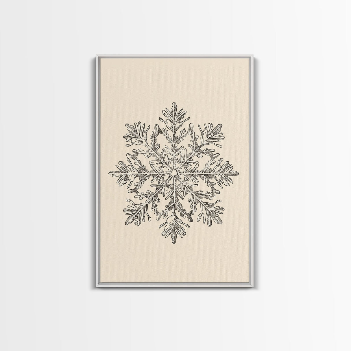 Sketch of a Snowflake Canvas Print - Framed Canvas - Minimalist Christmas Art - Boho Christmas Art - Rustic Christmas Art