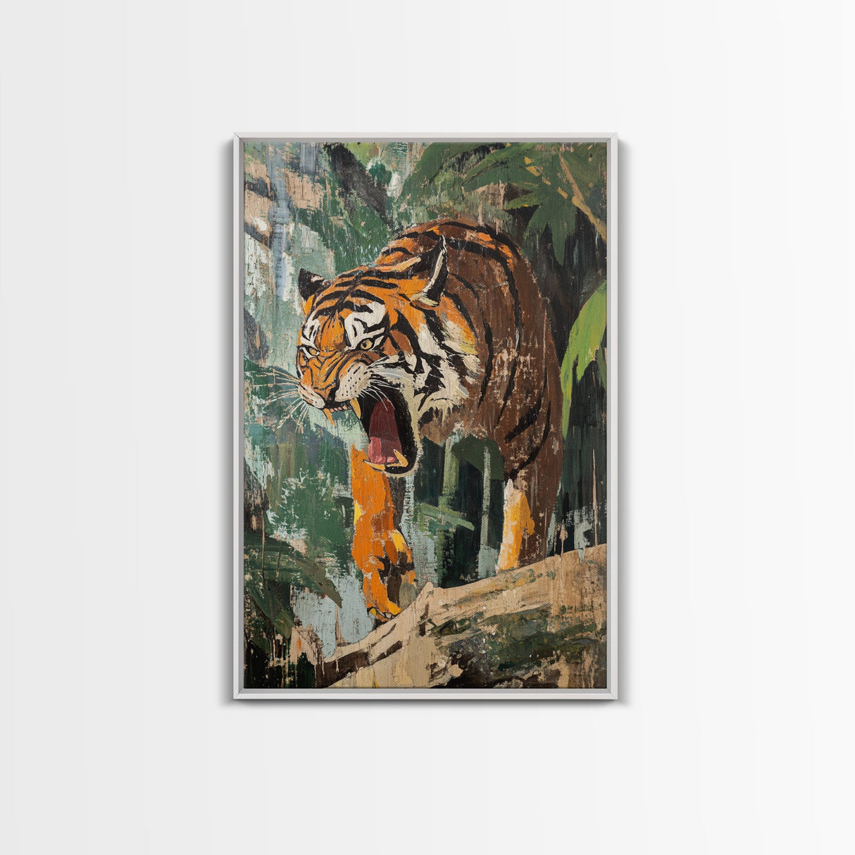 Retro Tiger Painting Canvas Print, Animal Print, Wall Art Home Decor, Tiger Wall Art