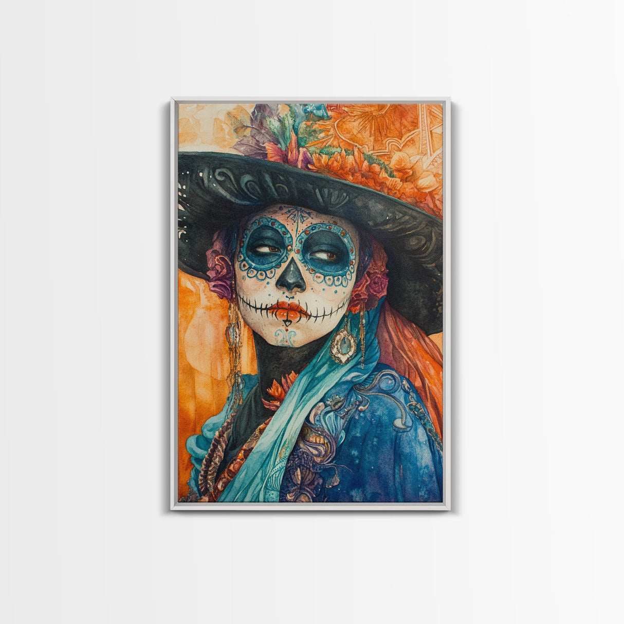 Chicano Art Framed Canvas Print, Day of the Dead / Dia De Los Muertos Wall Art, Mexicano Decor, Mexicano Wall Art, Southwestern Wall Art
