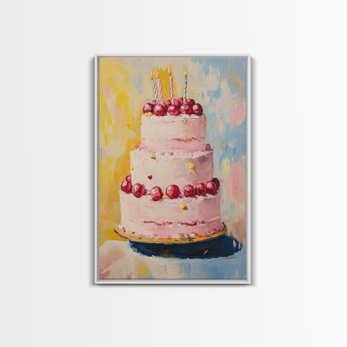 Large Original Birthday Cake Oil Painting Canvas Print, Abstract Wedding Cake, Wedding Decoration, Dessert Art, Kitchen Decor, Kitchen Art