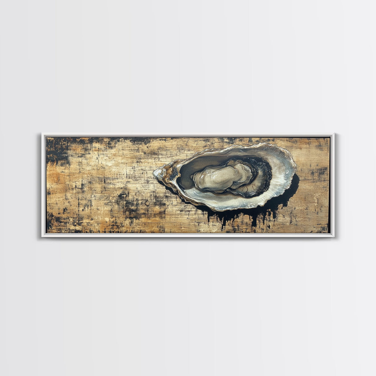Extra Wide Panoramic Print of an Oyster, Wabi Sabi Minimalist Wall Art, Kitchen Home Decor, Kitchen Art, Wall Art for Dining Room