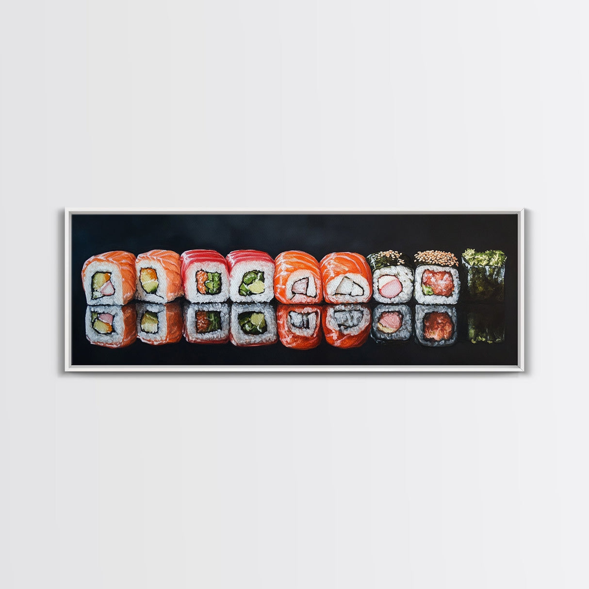 Panoramic Extra Wide Kitchen Wall Art, Sushi Painting Tuna Roll Painting, Modern Art for Kitchen, Kitchen Painting, Dining Room Decor