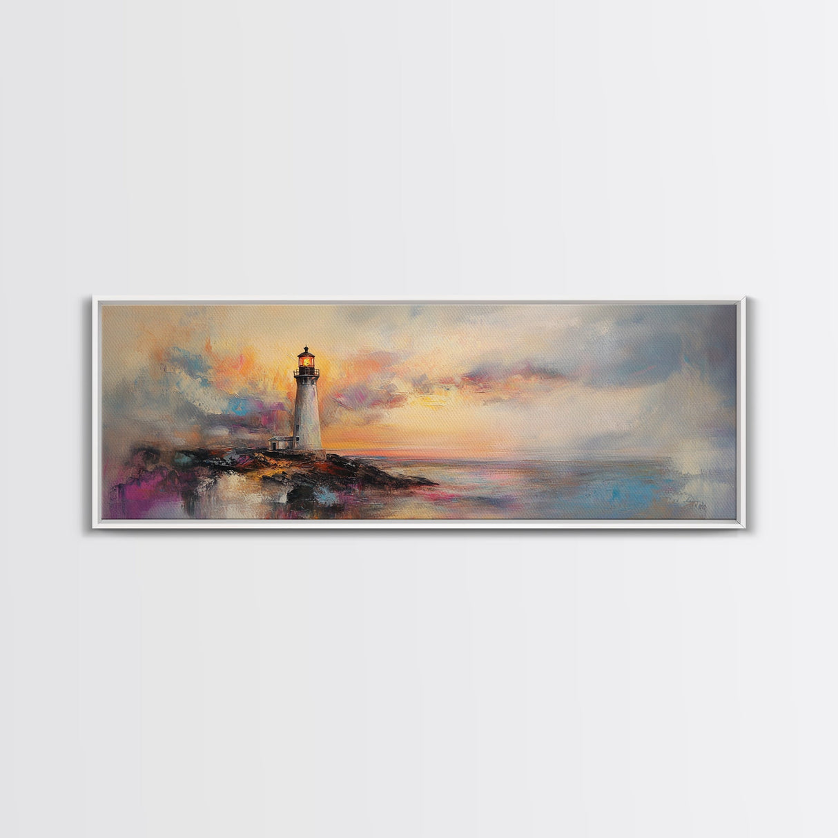 Lighthouse Painting Canvas Print, Lighthouse Art, Lighthouse Print, Lighthouse Gifts, Lighthouse Prints, Panoramic Art, Nautical Decor