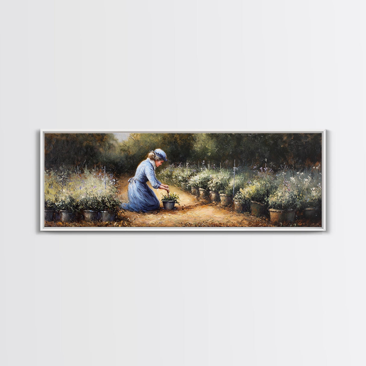 The Woman in The Garden Painting Print - Boho Home Decor - Gift For Her - Gardening Gift - Gardener Gift Idea - Garden Painting Wall Art