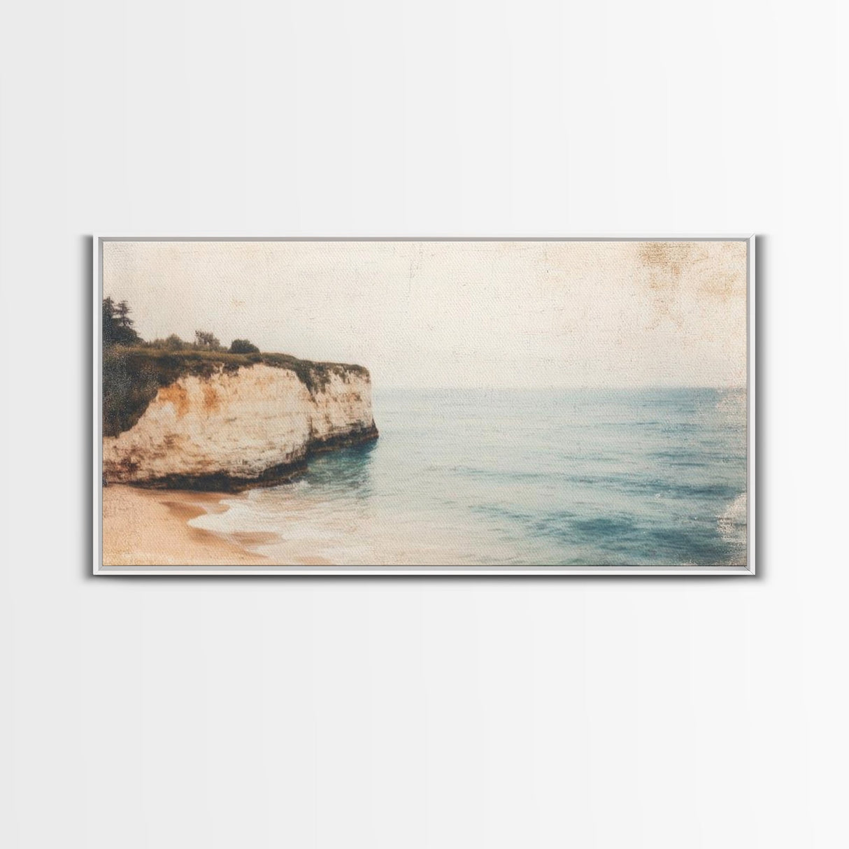 White Cliffs of Dover Framed Canvas Print, Oil Painting of England, England Original Painting, England Wall Art, England Themed Decor