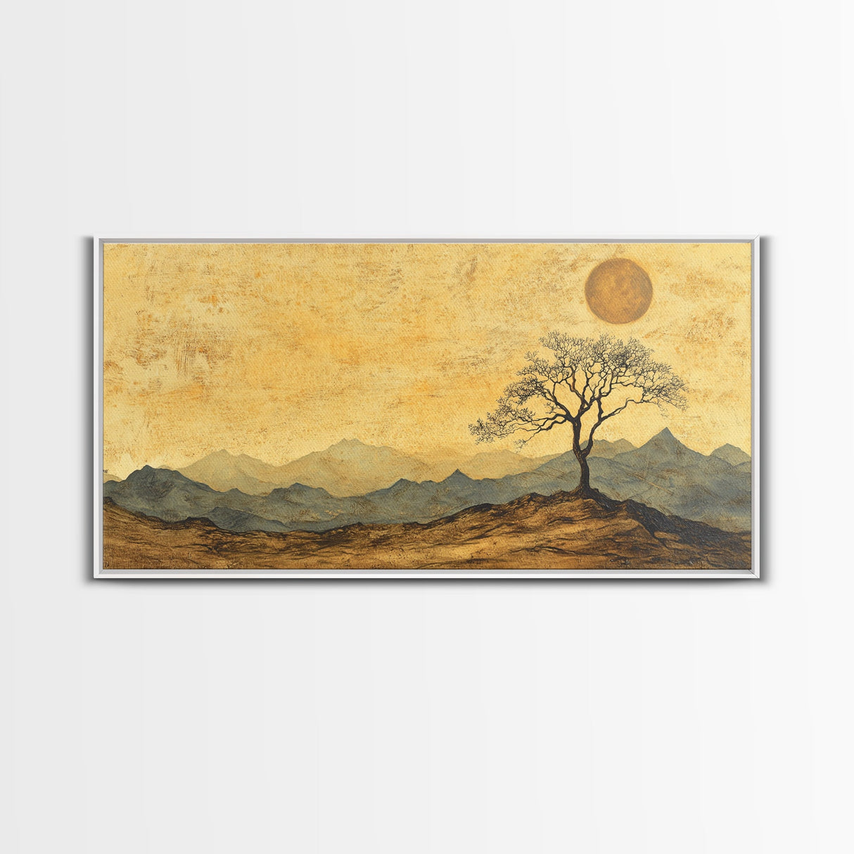 Wabi Sabi Landscape Painting Print - Framed Canvas - Vintage Landscape Painting
