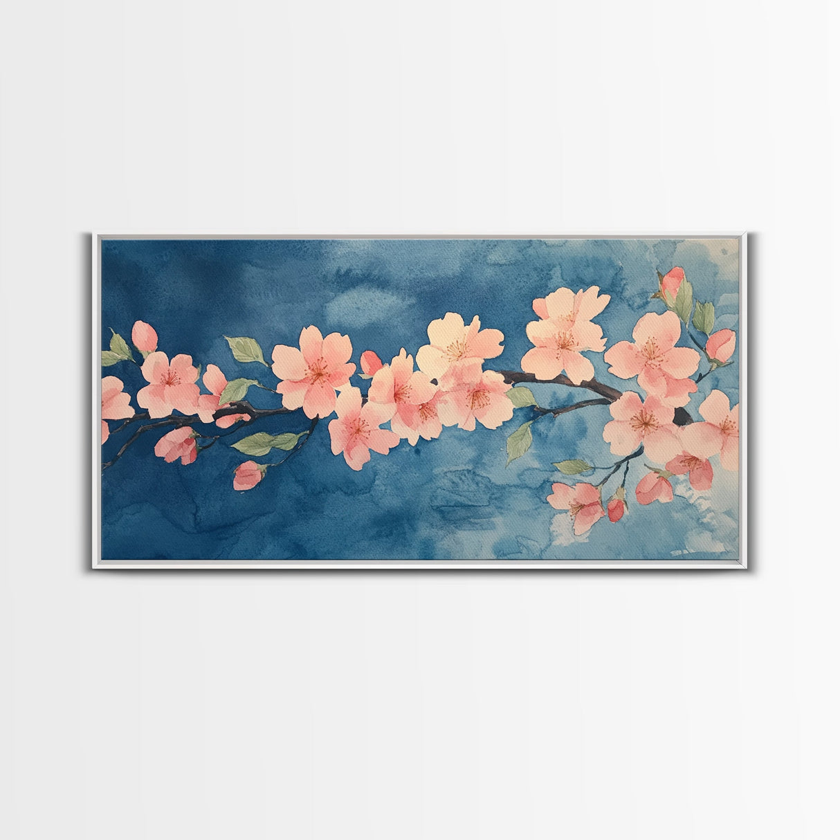 Cherry Blossoms Wall Art Canvas Print - Pink Cherry Blossom Canvas Oil Painting - Wabi Sabi Wall Art - Purple Tree Nature Decor