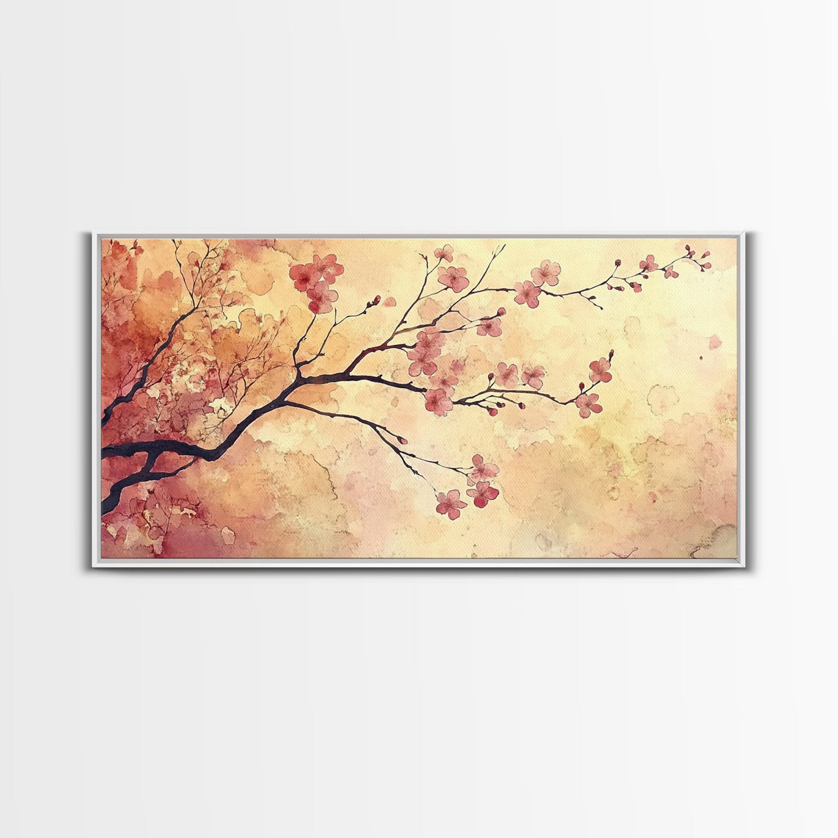 Original Floral Exquisite Canvas Wall Art, Cherry Blossoms, Wabi Sabi Decor, Boho Home Decor, Boho painting, Original Painting Print