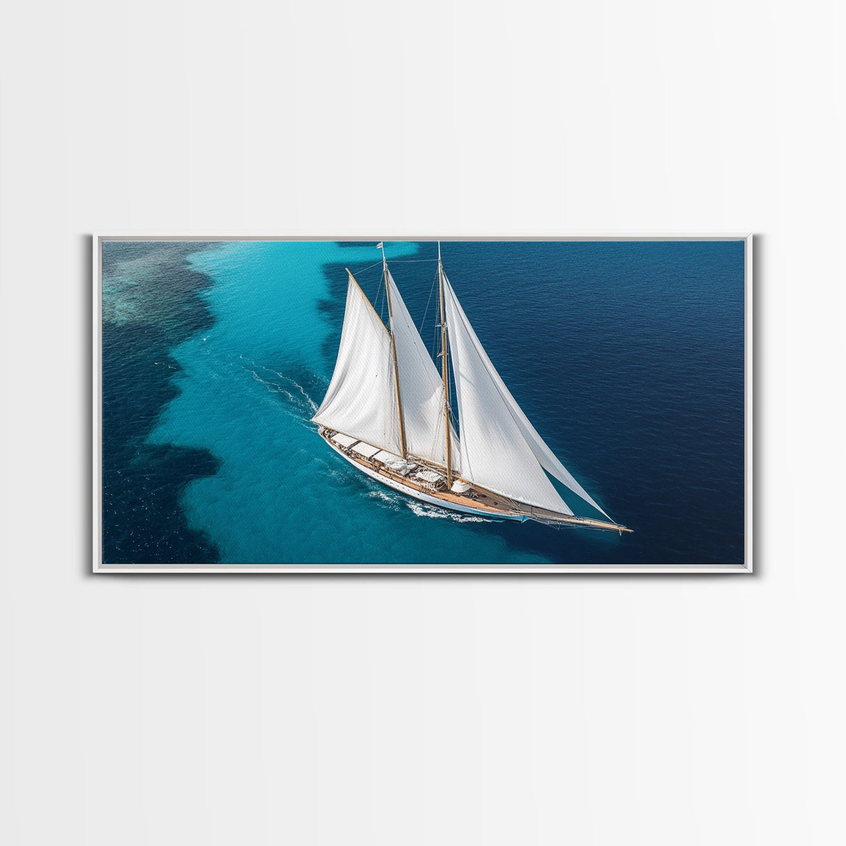 Nautical Decor Framed Canvas Print, Sailboat Painting Print, Sailboat Wall Art, Sailing Gift, Beautiful Sailboat Decor, Nautical Art