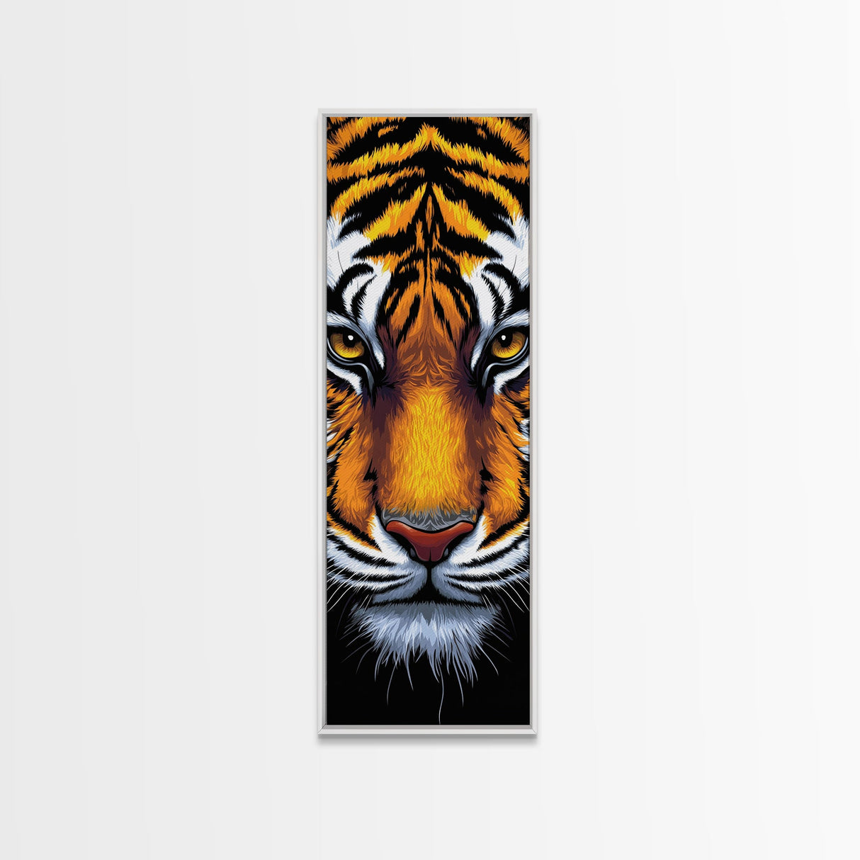 Fierce Tiger Face Framed Canvas Print, Bold Animal Wall Art, Wildlife Decor Above Couch Art, Statement Piece Christmas