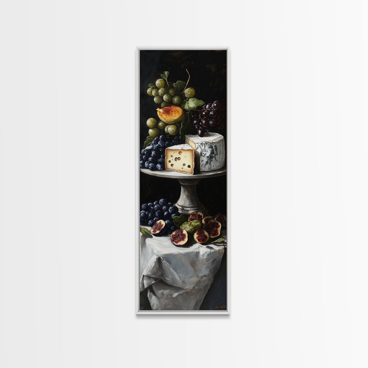 Canvas Print Cheese Platter with Grapes Art Farmhouse Wall Art Food Review Kitchen Decor Rustic Art
