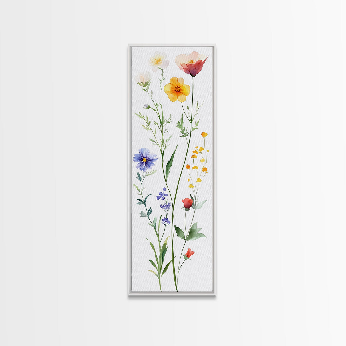 Boho Floral Botanical Print - Framed Canvas Print with Delicate Watercolor Wildflowers for Nature-Inspired Wall Art