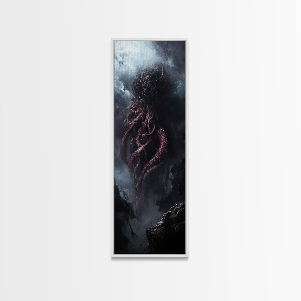 Cthulu Cosmic Horror Wall Art Canvas Print - Tall Skinny Narrow Wall Art - Accent Piece - Halloween Decor - Cosmic Horror Painting