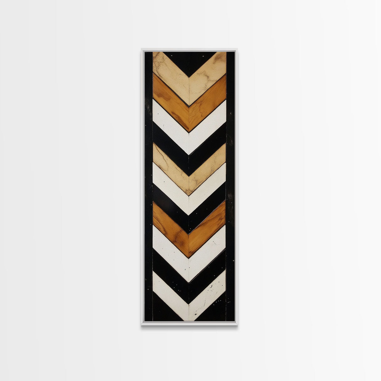 Retro Chevrons Wall Art - Framed Canvas Print - Mid Century Modern Wall Art - Unique Home Decor - Tall Narrow Art - Skinny Art