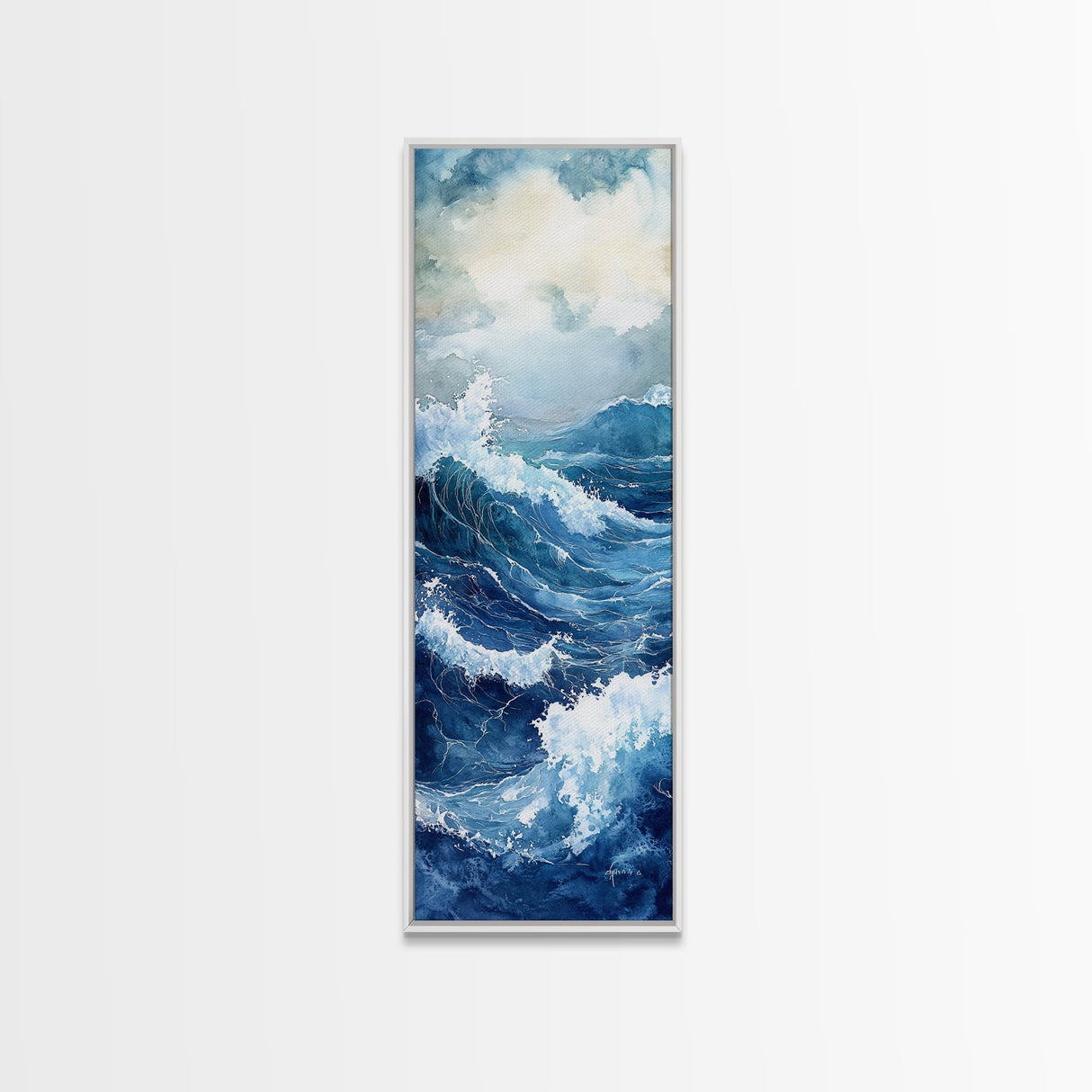 Ocean Waves Canvas Print Coastal Wall Art Nautical Decor Seascape Painting Above Bed Art Living Room Art Blue Green Wall Gift