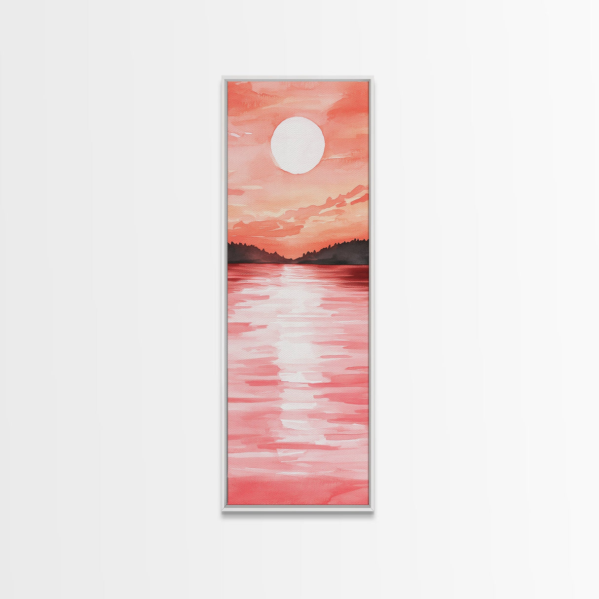 Sunset Canvas Print Coastal Landscape Art Rustic Decor Horizontal Wall Art Bedroom Gift Idea Light Pink Aesthetic Nature Painting